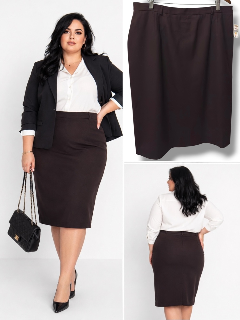 Talbots | NWT 100% Wool Dark Brown Pencil Skirt Classic Workwear (size 20) - Picture 1 of 13